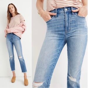 NWT Madewell 37P 37 Petite The Perfect Vintage distressed torn blue Jeans  $128